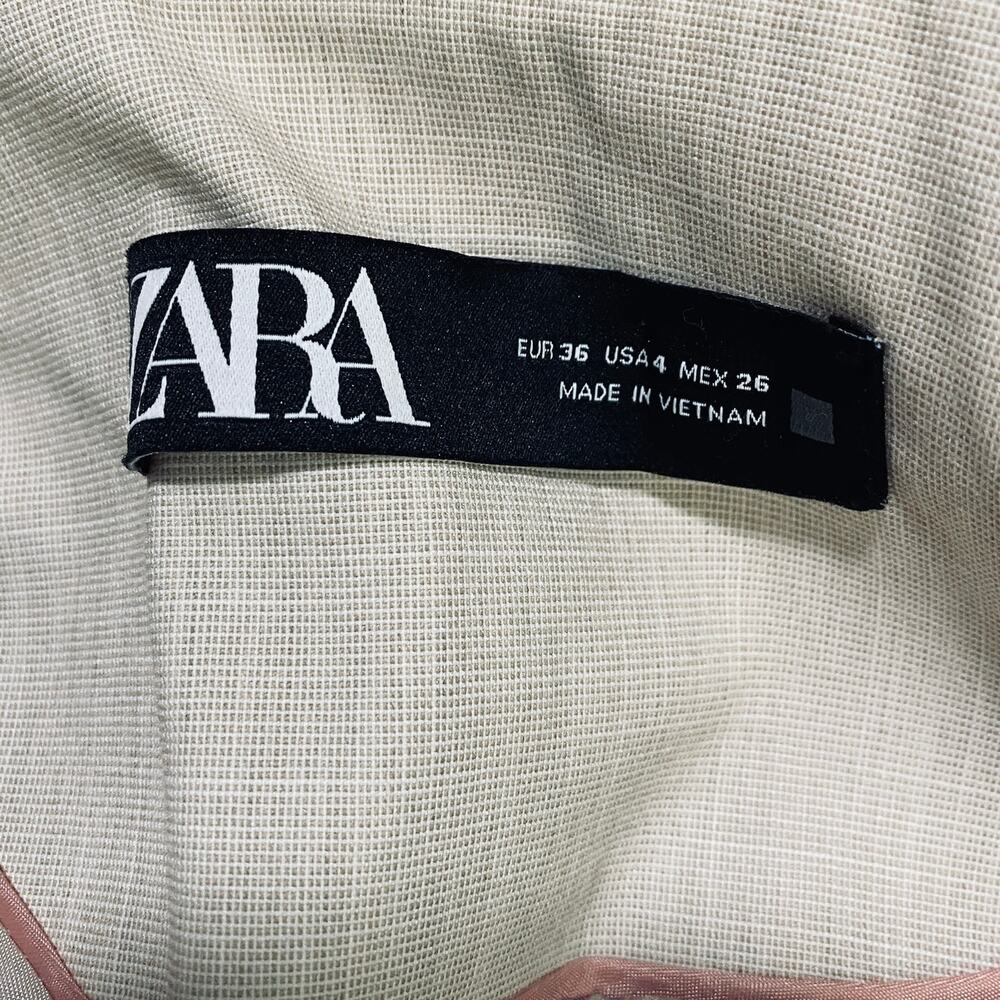 Zara Basic Blazer Single Button Collarless Woven … - image 9